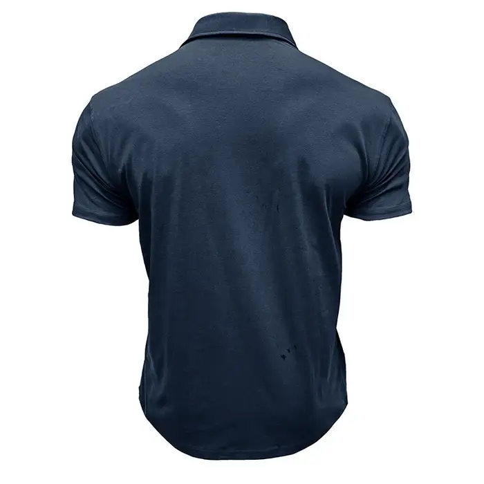 T-shirts bleu marine à manches courtes pour hommes avec poche poitrine