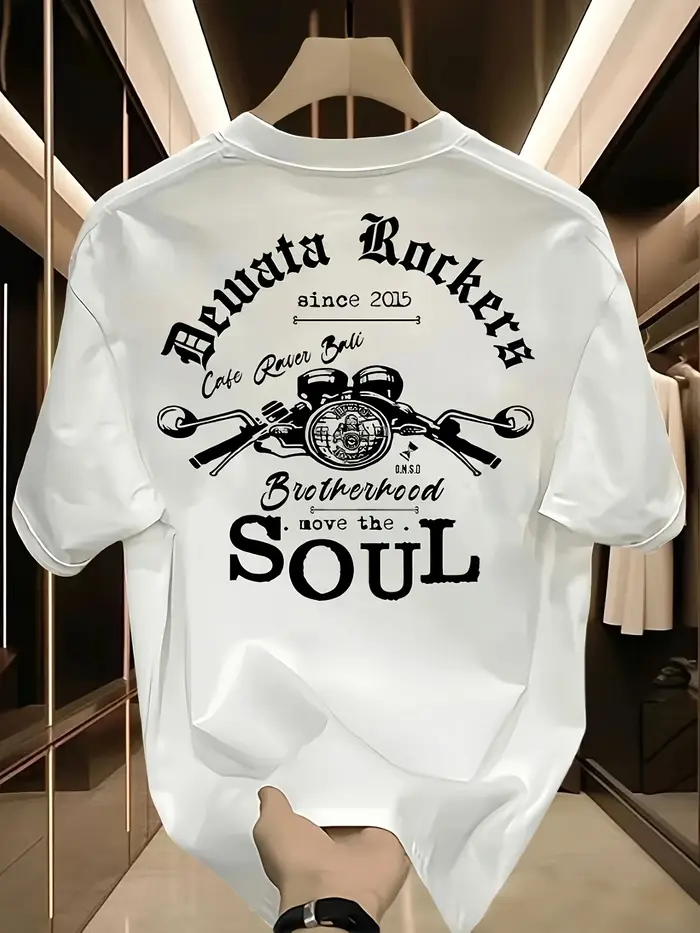 T-shirt pour homme en coton 100% avec imprimé graphique Vintage Motorcycle Soul, idéal pour l'été et