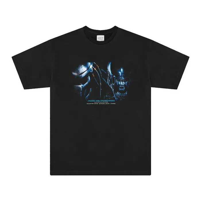 T-shirt Aliens vs Predator, en coton imprimé, coupe ample, pour hommes et femmes, cadeau d'été, manc