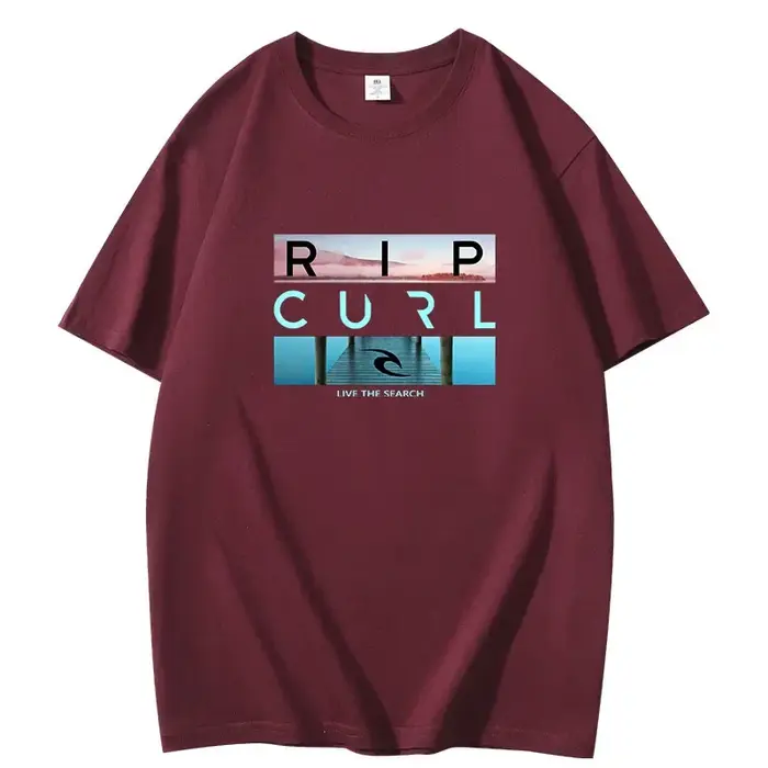 T-shirt Rip Livethe Search Beauty Curl pour hommes, été, qualité exceptionnelle, 100% coton, blanc, 