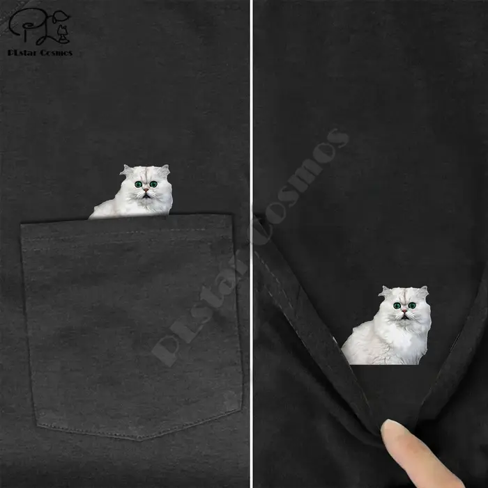 PLstar Cosmos t-shirt mode été poche travail chat imprimé