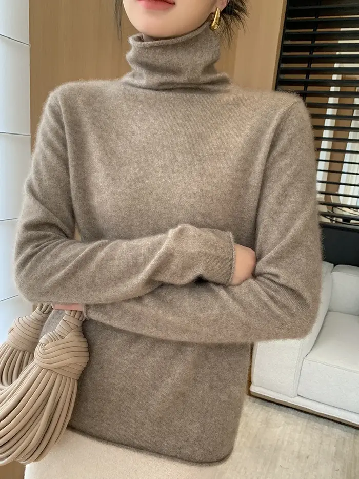 Choix femmes 100% pull en cachemire col roulé à manches longues