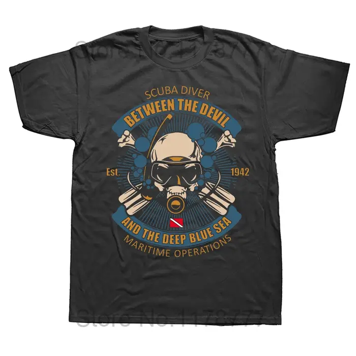 Hommes T-Shirts plongeur Est mode coton t-shirt à manches courtes plongée sous-marine amoureux du sport