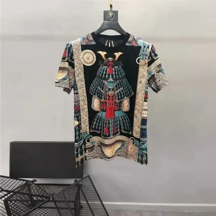 T-shirt manches mi-longues col rond pour homme, décontracté, à la mode, avec imprimé épissé, passe-p