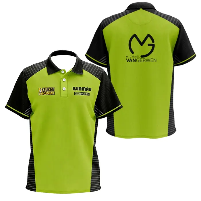 Michael van Gerwen 24/25 Polo de fléchettes professionnel avec fonction à séchage rapide Haut confortable pour un usage