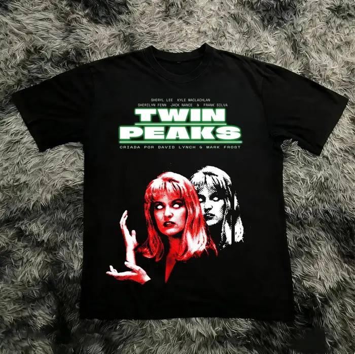 T-shirt imprimé classique style rétro Twin Peaks Fire Walk With Me, chemise graphique à manches cour