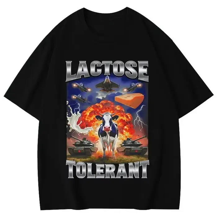 T-shirt manches courtes femme, Vintage, à la mode, avec image de vache drôle, tolérant au Lactose, S