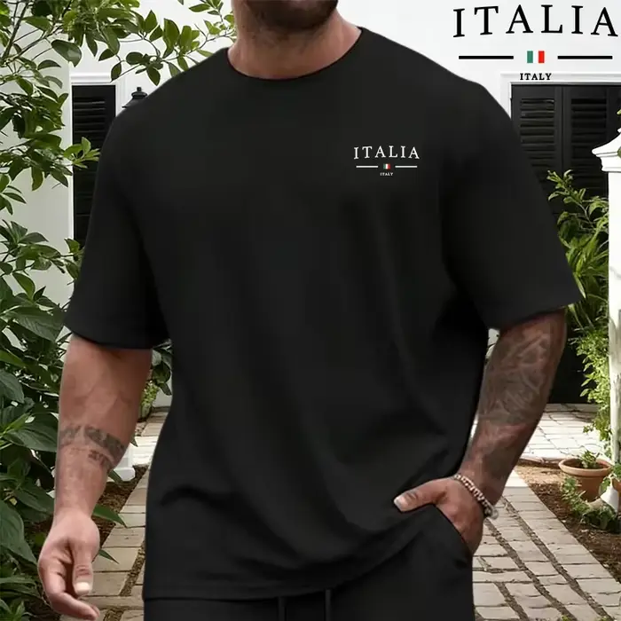 Ensemble Homme Mode Italienne : T-shirts en Coton Pur et Shorts Longueur Genou – Tenue Décontractée Sportive Quotidienne d'Été