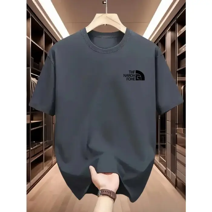 T-shirt à manches courtes et col rond pour hommes, T-shirt polyvalent et décontracté, imprimé, doux et tendance