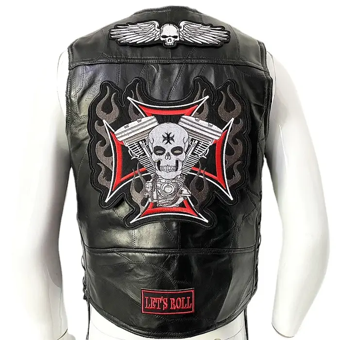 Gilet de motard en cuir pour homme