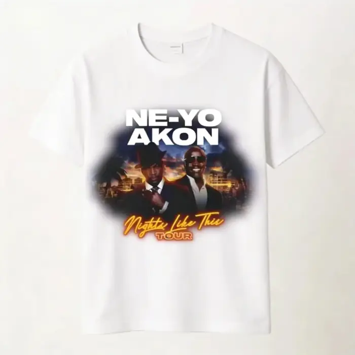 T-shirt Ne Yo Akon 2026 Nouvelle Tournée Night Like This – Haut Décontracté Tendance pour le Quotidien