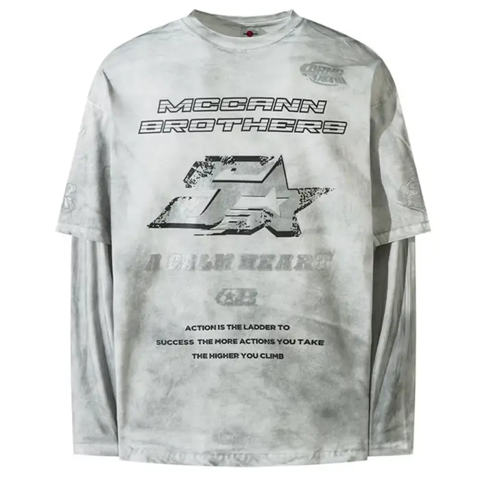 Harajuku Vintage surdimensionné T-shirts hommes Streetwear Hip Hop à manches longues T-shirts lavé r