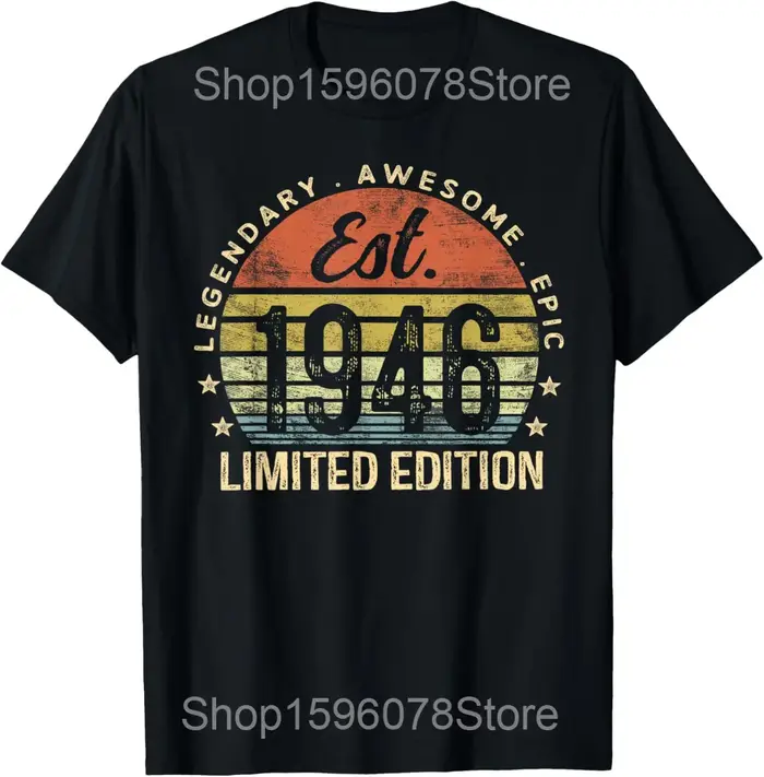 T-shirt humoristique pour 80 ans, cadeaux pour 80 ans, vintage 1946, humoristique, streetwear, t-shi