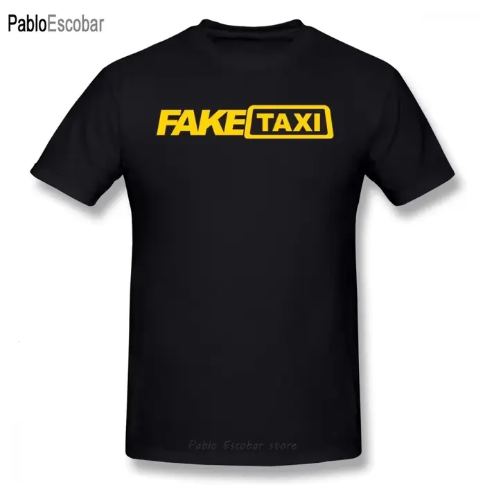 T-shirt manches courtes homme, humoristique et estival, faux taxi avec lettres imprimées