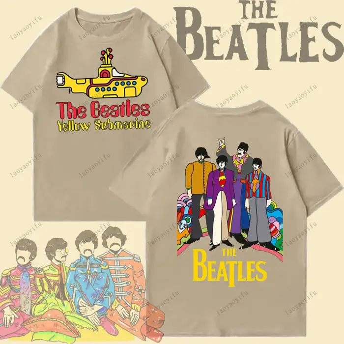 T-shirt The Beatles Black Rock Band
