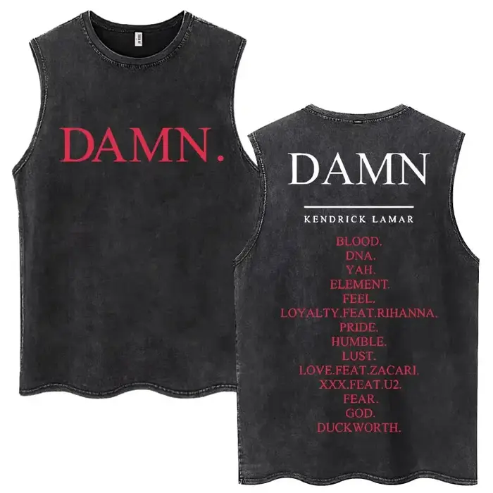 Débardeur Vintage délavé rappeur Kendrick Lamar Album pour hommes