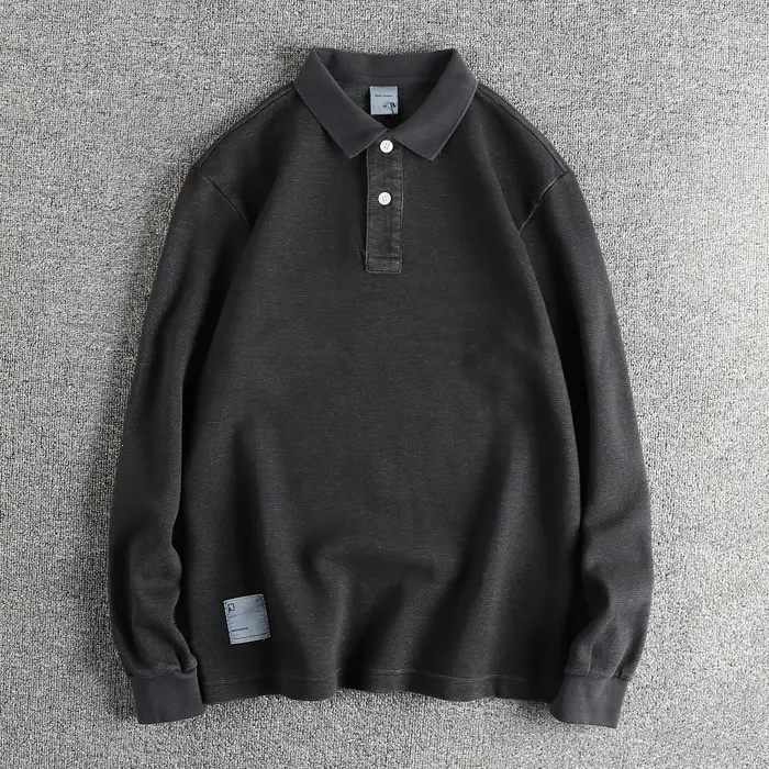 Polo rétro américain à manches longues pour hommes