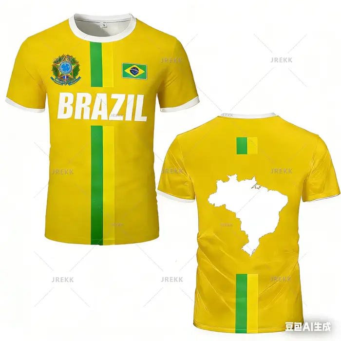 Nouveau Maillot de Football 2026 – Haut d'Entraînement à Rayures Drapeau Brésilien – T-shirt de Sport Séchage Rapide pour l'Extérieur