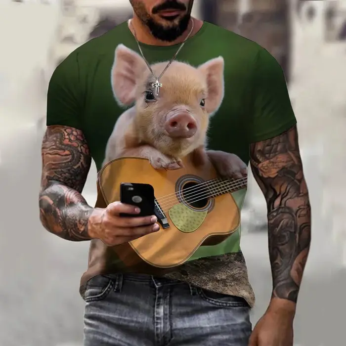 2025 t-shirts d'été nouveauté populaire Animal cochon impression 3d T-shirt drôle cochons haut décontracté respirant et
