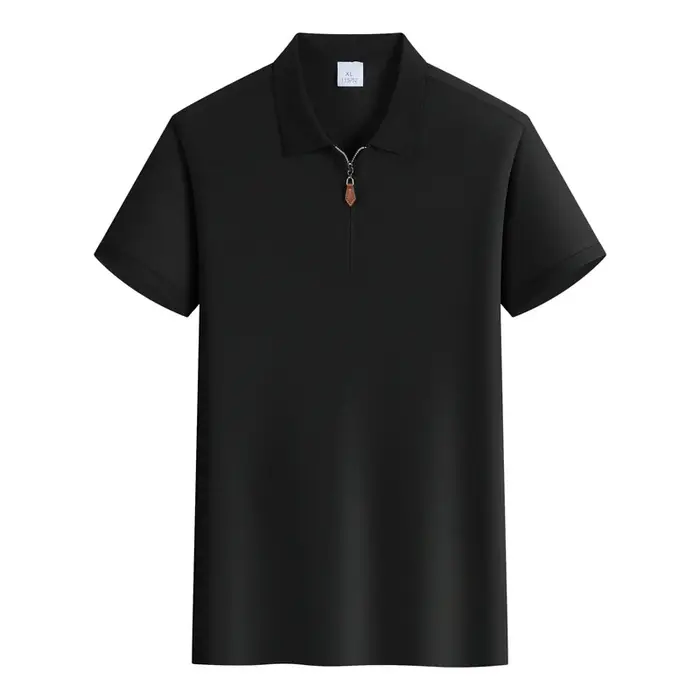 Polo décontracté léger à col zippé pour homme