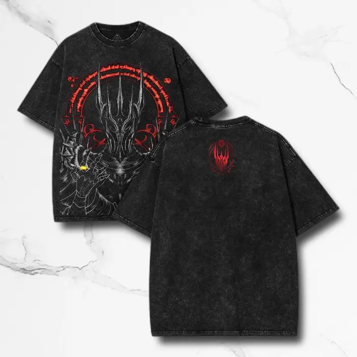 T-shirt Seigneur des Anneaux Sauron Vintage Graphique Dark Fantasy Cadeau pour les Fans de Tolkien É