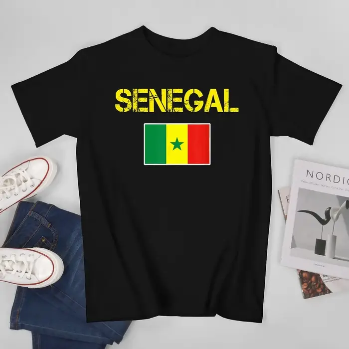 Plus de conception drapeau du sénégal hommes sénégalais T-Shirt t-shirts col rond