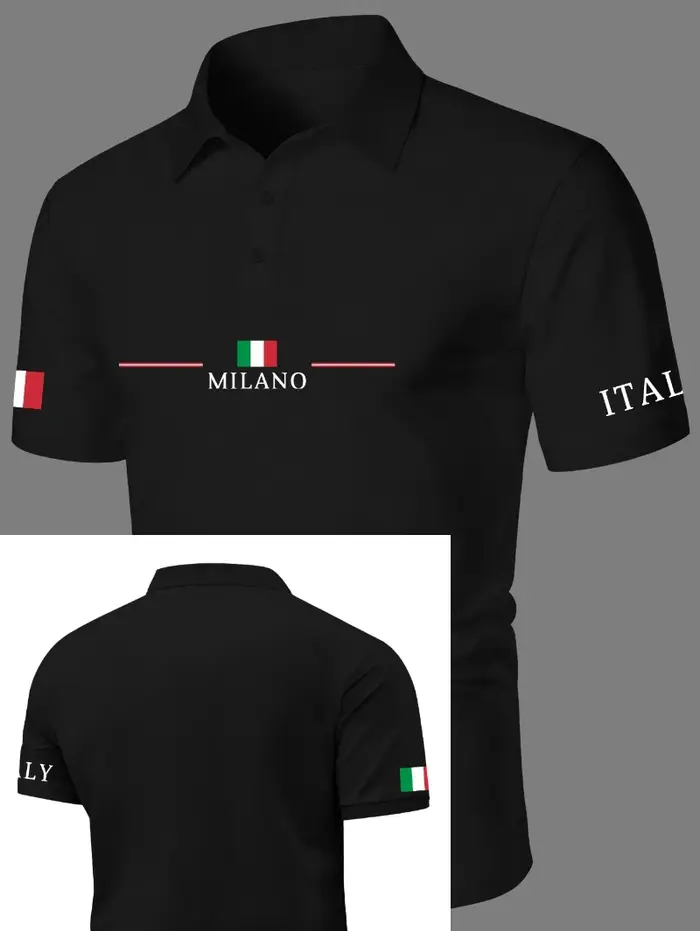 Polo à manches courtes pour homme, style business, imprimé MILANO, style sport