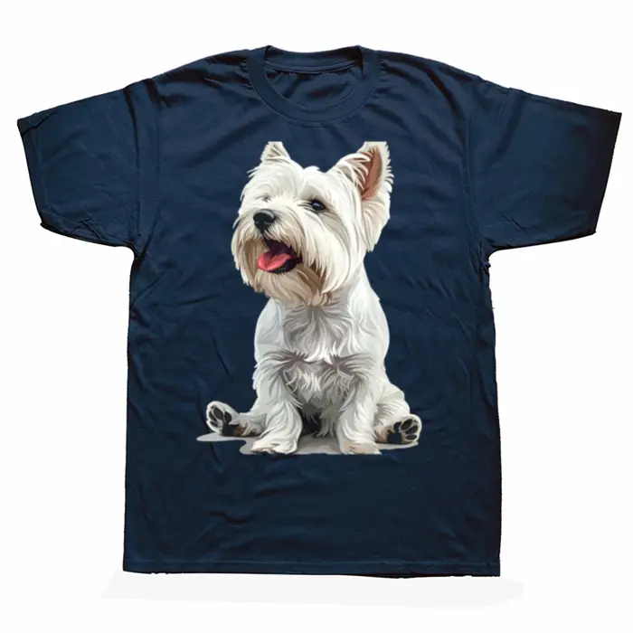 Drôle West Highland blanc Terrier chien Westie T-shirts hommes femmes mode t-shirt style décontracté 100% coton ample