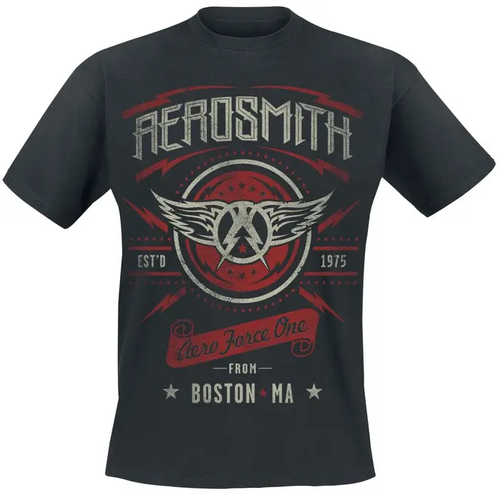 Aerosmith Aero Force One Eagle Badge T-shirt unisexe en coton imprimé vintage Rock Casual Tee