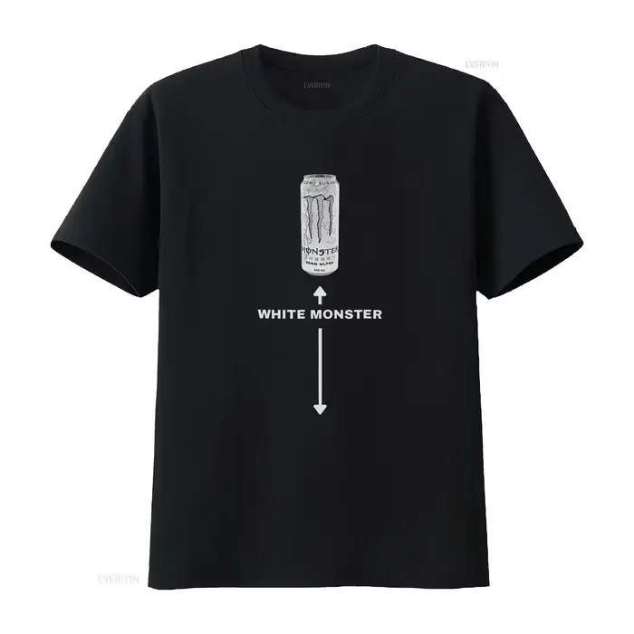 T-shirt blanc pour homme avec imprimé monstre amusant, 100 % coton, manches courtes, style rétro, éd