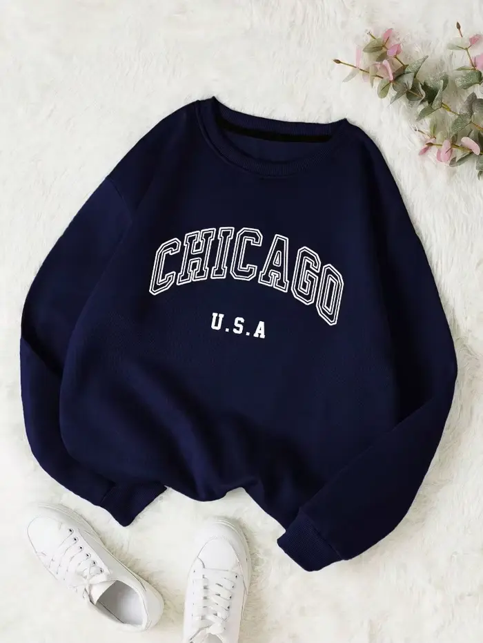 Sweat-shirt à col ras du cou pour femme