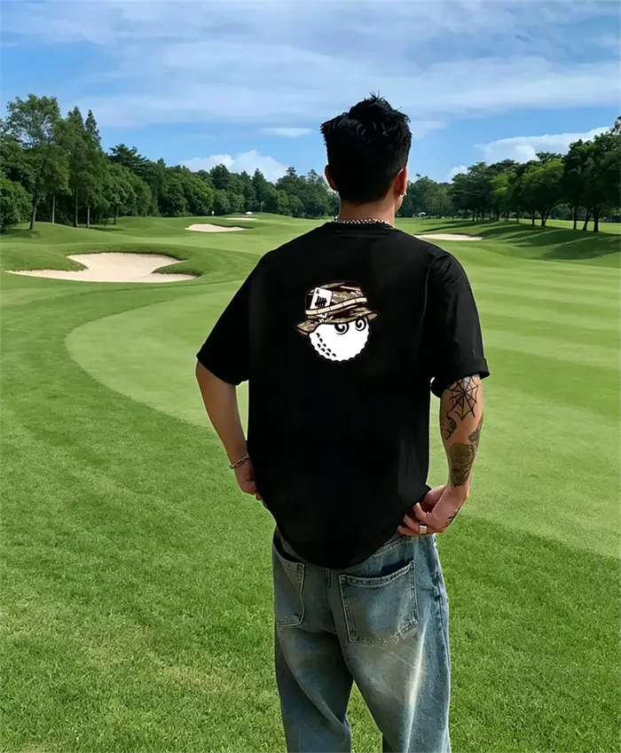 T-shirt de luxe coréen 2026 à imprimé graphique de golf pour homme et femme