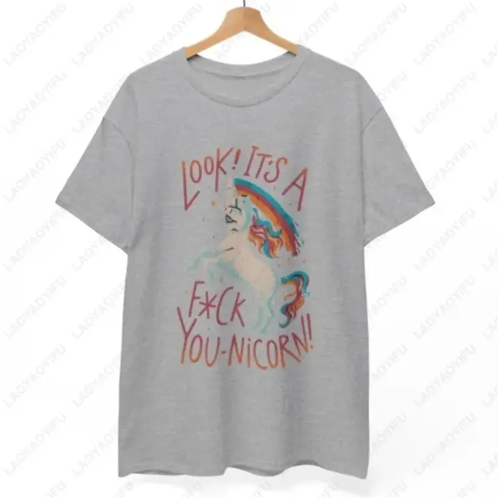 F-You T-Shirt licorne Style Humor coton à manches courtes