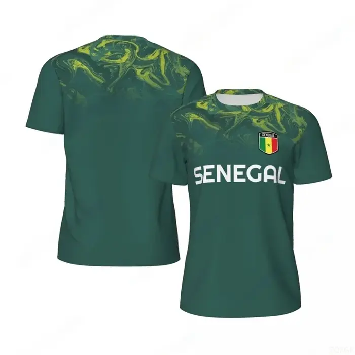 Mode drapeau du sénégal graphique Football T-shirts pour hommes tendance 3D emblème national imprimé sport