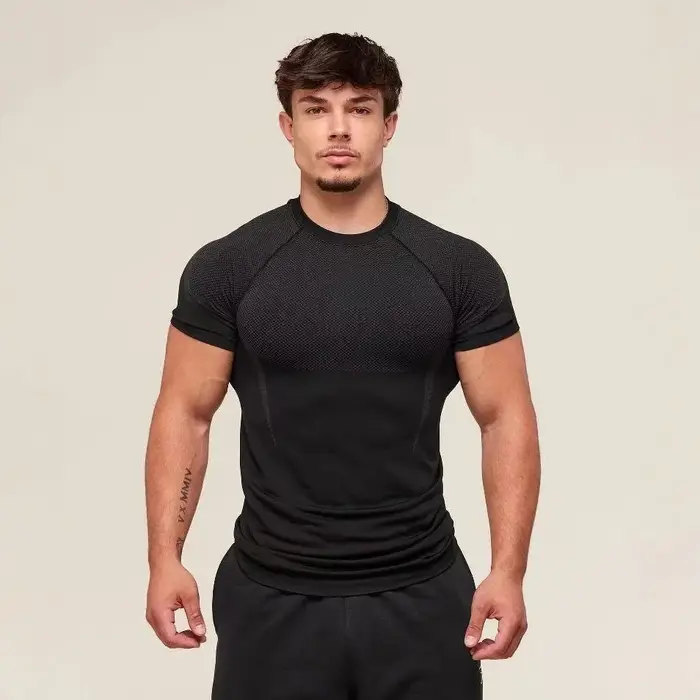 SHARK – T-shirt de fitness pour hommes, haut de gamme, GYM ONYX5.0, agate, haute élasticité, costume