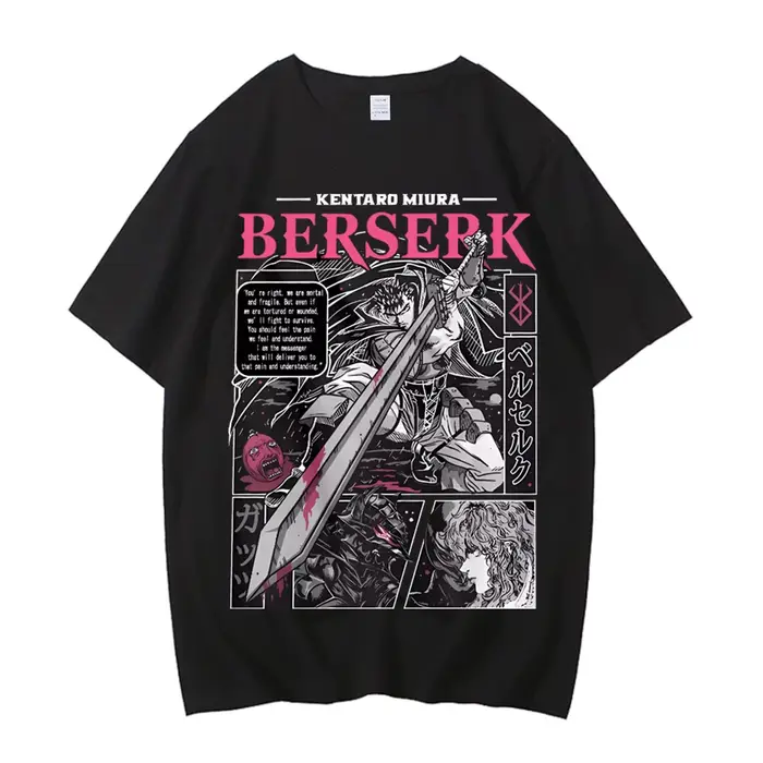 Anime Berserk T-shirt D'été Hommes Femmes Haute Qualité Coton Manches Courtes