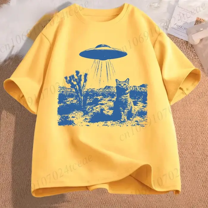 T-shirt graphique drôle avec motif de chat