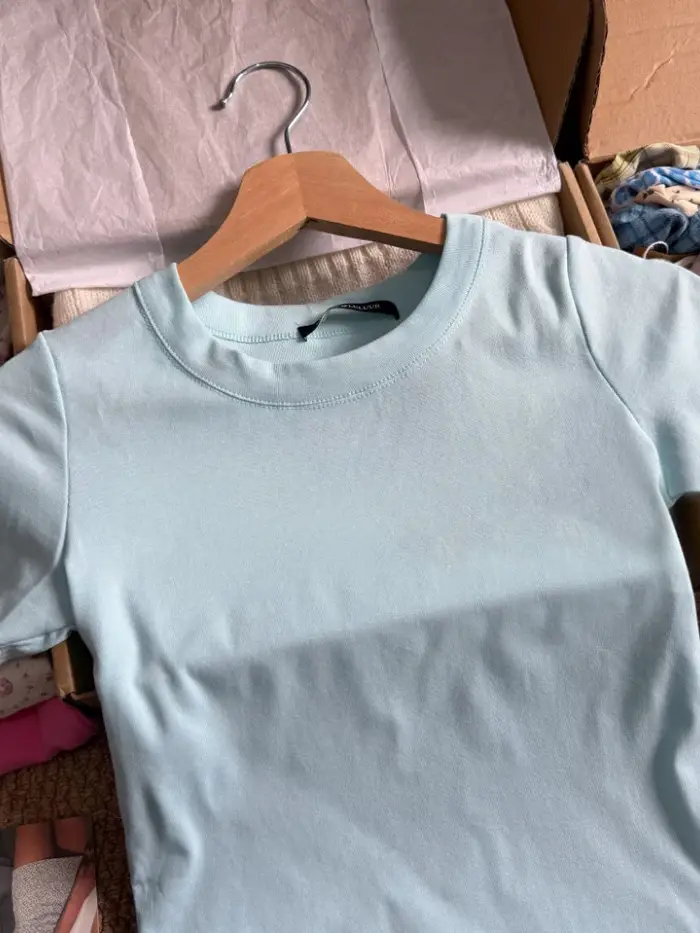 T-shirts basiques slim bleu clair pour femme