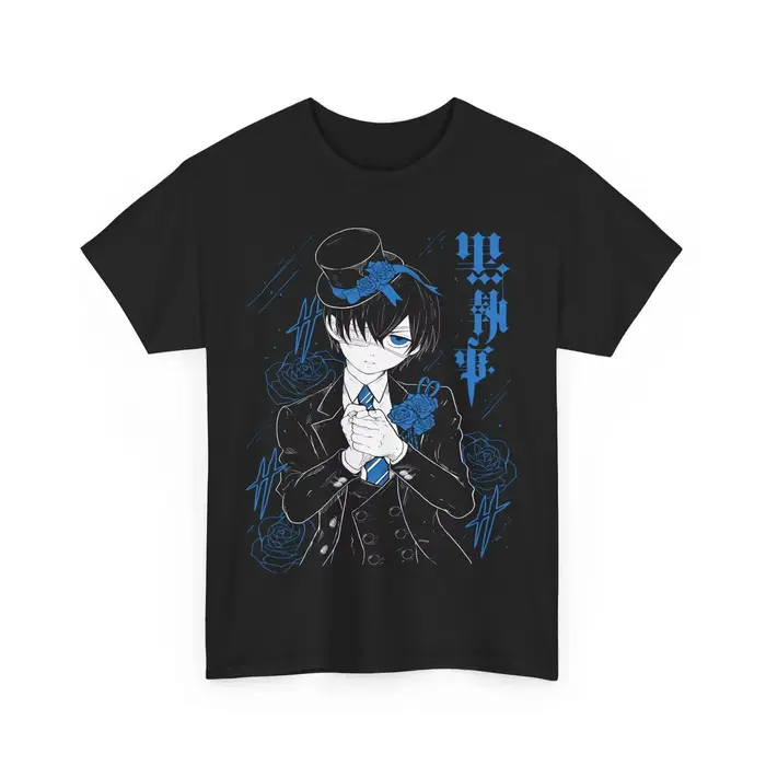 Anime noir majordome graphique 100% coton chemise hommes 2026 nouveau printemps été femmes chemises Harajuku décontracté unisexe à manches courtes t-shirt