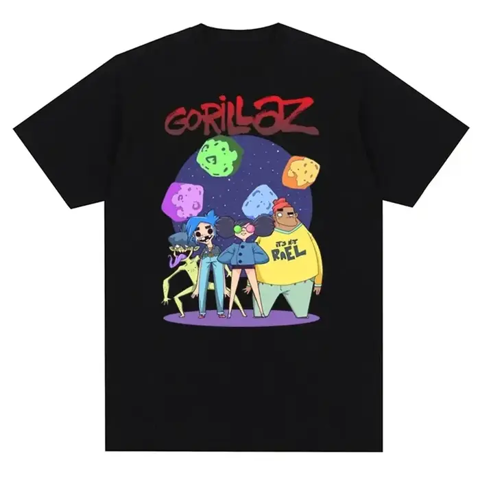 T-shirt Gorillaz Punk Rock 2025 – Imprimé groupe musical années 90 – Mode décontractée – Manches courtes – Unisexe – Grande taille