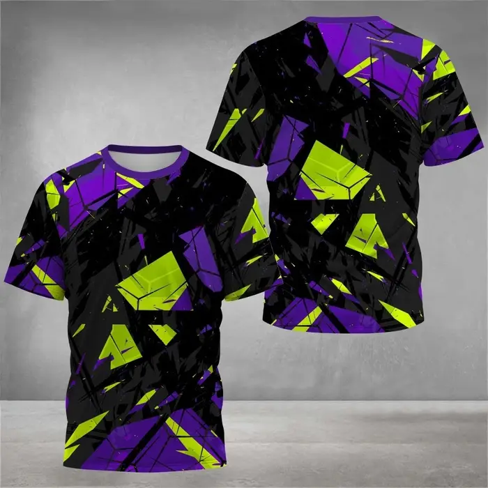 T-shirt pour homme à imprimé tie-dye 3D tendance, séchage rapide, manches courtes, pour le tennis et les sports de plein air, décontracté, respirant, coupe ample