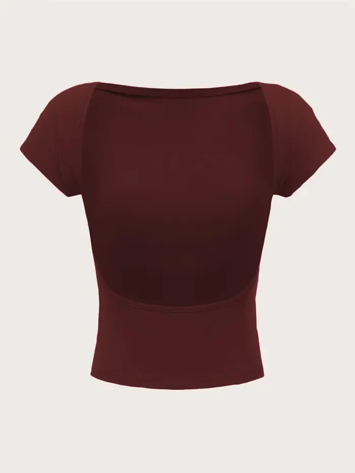 T-shirt dos nu à col rond pour femmes