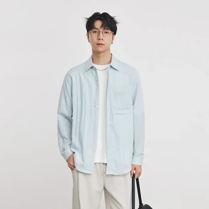 Nouvelle Chemise Décontractée Homme 2026 à Manches Longues en Lyocell et Mélange de Lin, Col Revers,