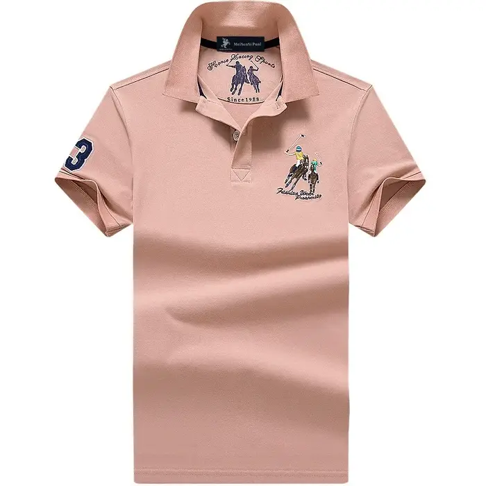 Polo d'été hommes coton décontracté broderie