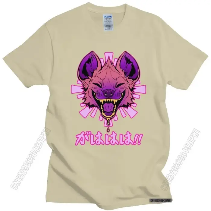 Kawaii japonais Vaporwave Hyena T-Shirt hommes tissu doux coton