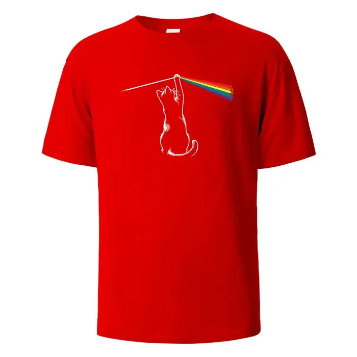 Cat Light Simplicity Printed Men's T-Shirts 100%Cotton Breathable Comfortable Tops For Men Summer O-neck Oversize Men