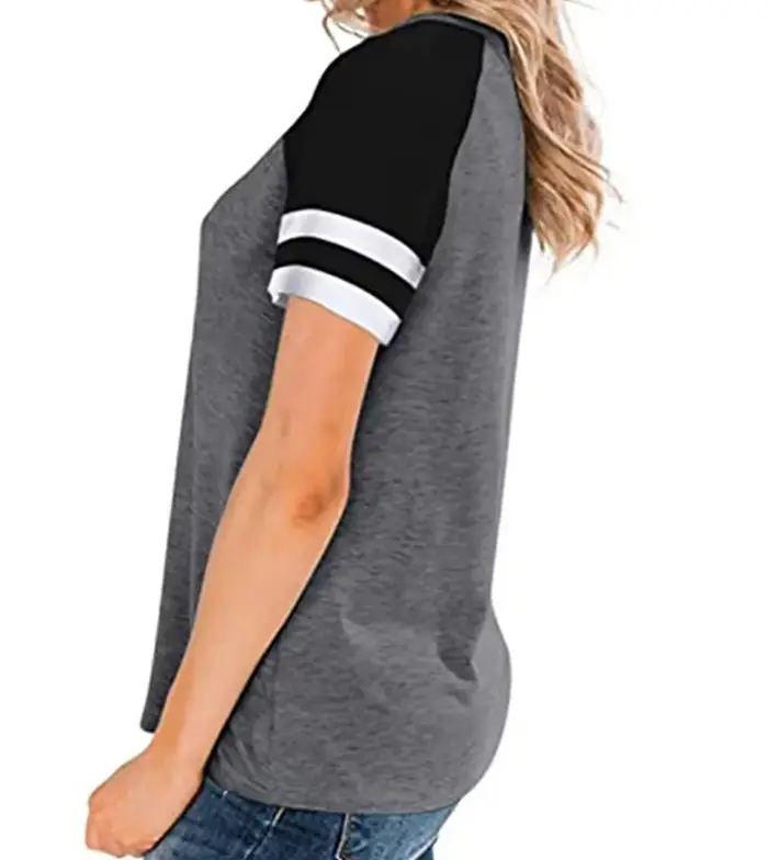 Nouveauté été 2026 pour femmes : T-shirt décontracté à manches raglan rayé – Tissu doux