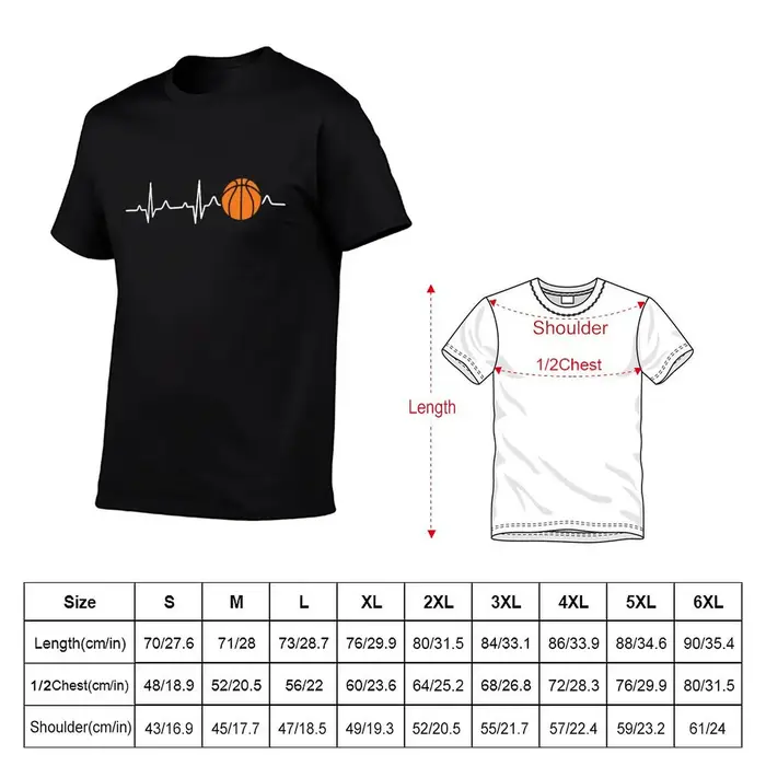 T-shirt à manches courtes décontracté et tendance avec motif Cœur de basket-ball