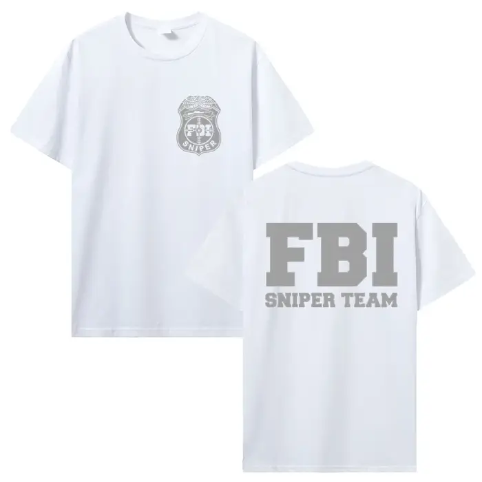 Mode nouveau Fbi Sniper équipe T-Shirt Double face hommes coton col rond