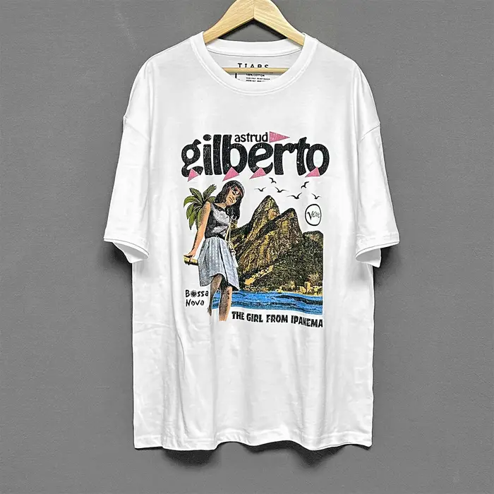 TIABS Astrud Gilberto T-Shirt The Girl From Ipanema Brazilian Singer Music Design Drop Shoulder Short Sleeves Men's Tops Shirt